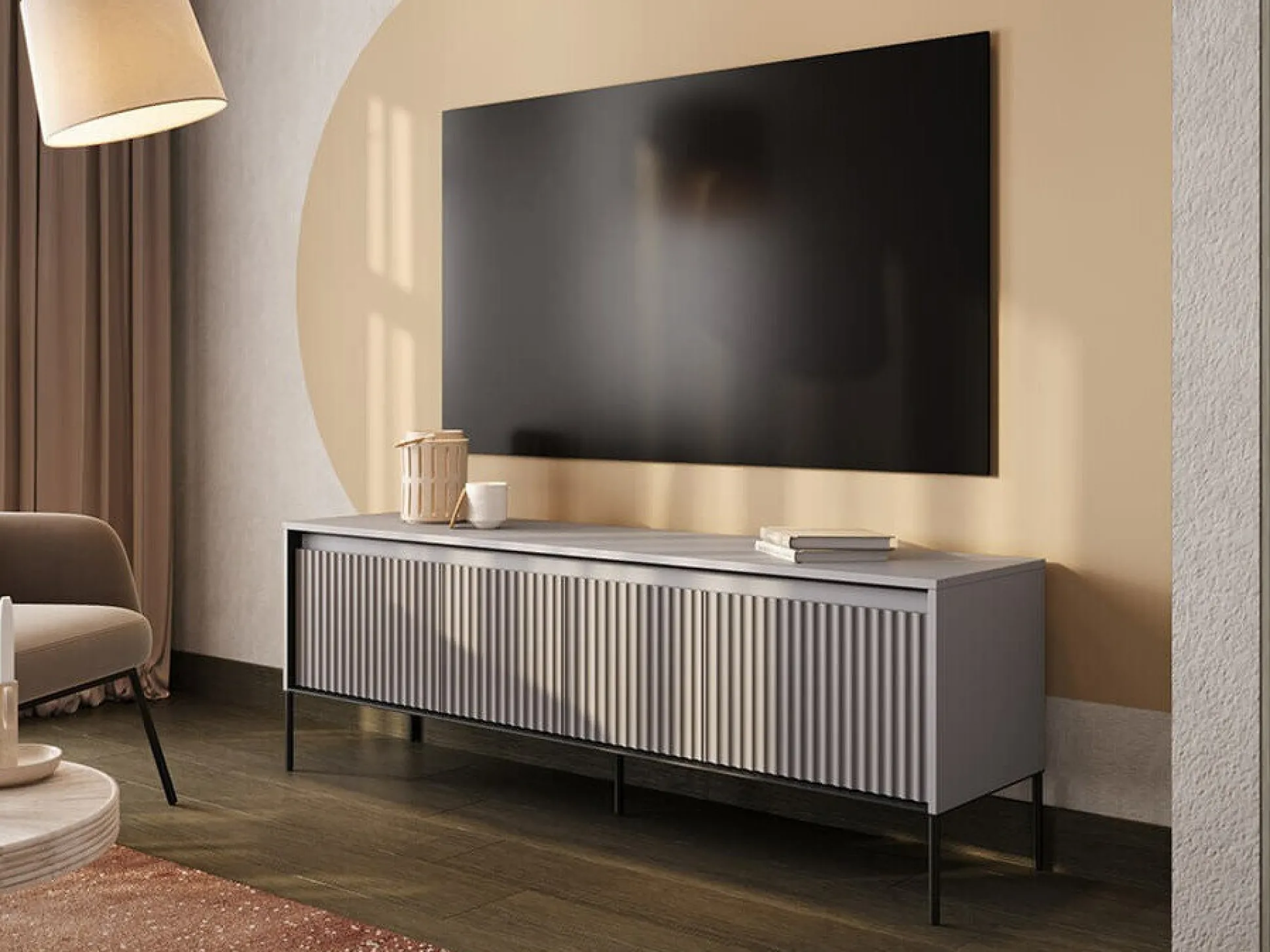 TV-bord Fernolu 104 (Grå + Sort)