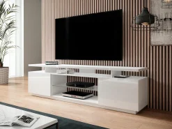 TV-bord Figura (Hvid + Glansfuld hvid)