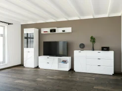 TV-bord Fivale 104 (Glansfuld hvid + Hvid)