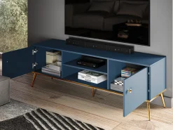 TV-bord Flonovu 104 (Mørkeblå + Gylden)