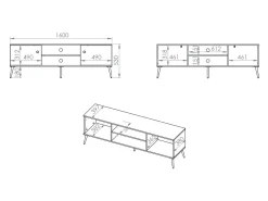TV-bord Flonovu 104 (Mørkeblå + Gylden)