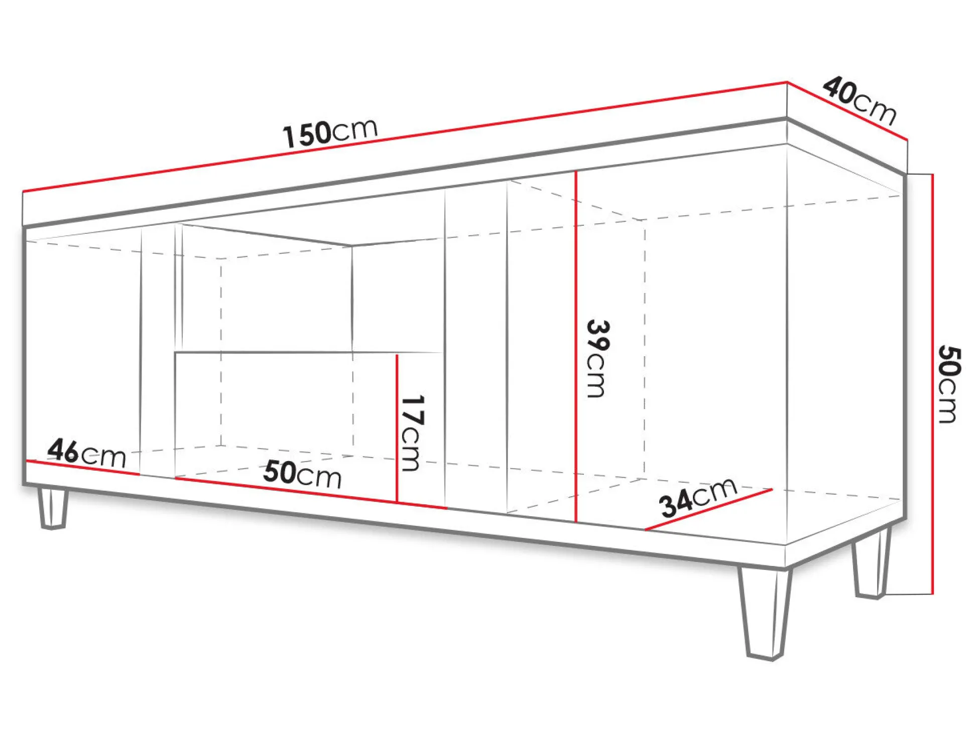 TV-bord Florem (Hvid + Glansfuld hvid + Lyst træ)