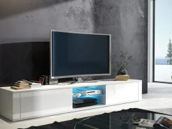 TV-bord Gilroy 104 (Hvid + Glansfuld hvid)