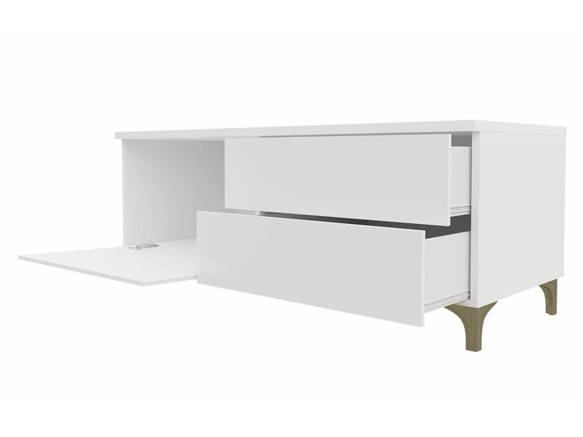 TV-bord Hortus I (Hvid + Glansfuld hvid)