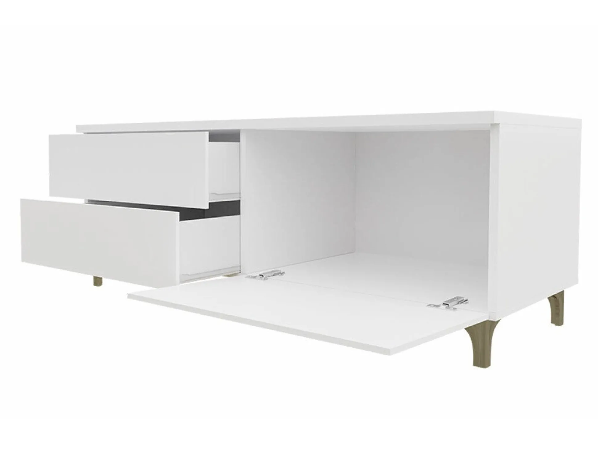 TV-bord Hortus I (Hvid + Glansfuld hvid)