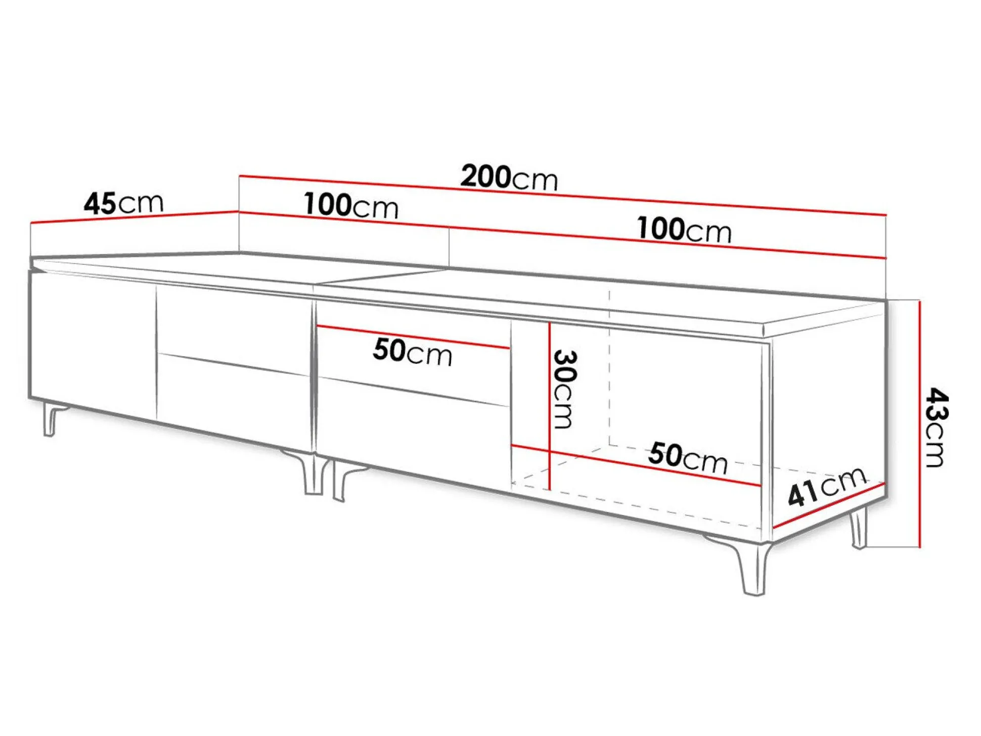 TV-bord Hortus I (Hvid + Glansfuld hvid)