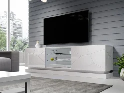 TV-bord Linar I (Hvid + Glansfuld hvid)