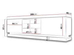 TV-bord Linar I (Hvid + Glansfuld hvid)