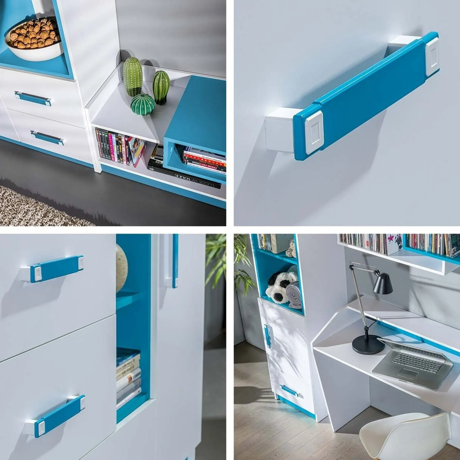 TV-bord Lorlare 111 (Hvid + Turkis)