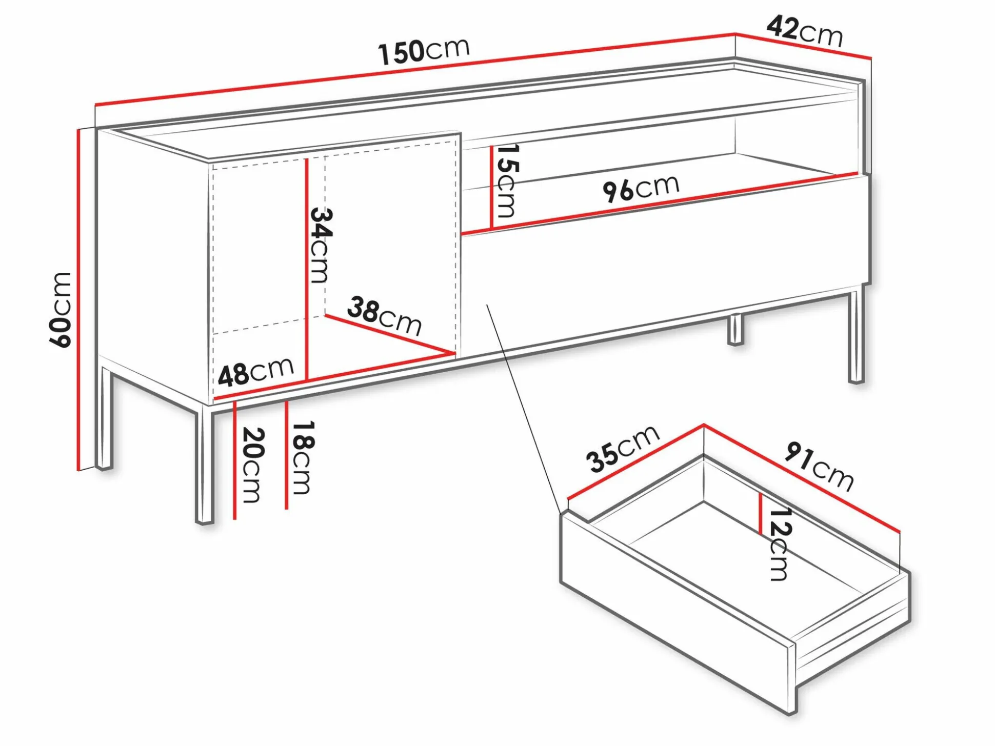 TV-bord Lunole 108 (Kashmir)