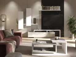 TV-bord Lutiva 103 (Hvid + Beton)