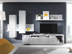 TV-bord Lutiva 103 (Hvid + Beton)