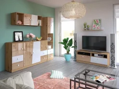 TV-bord Mirelbu 107 (Artisan eg + Hvid + Sort)