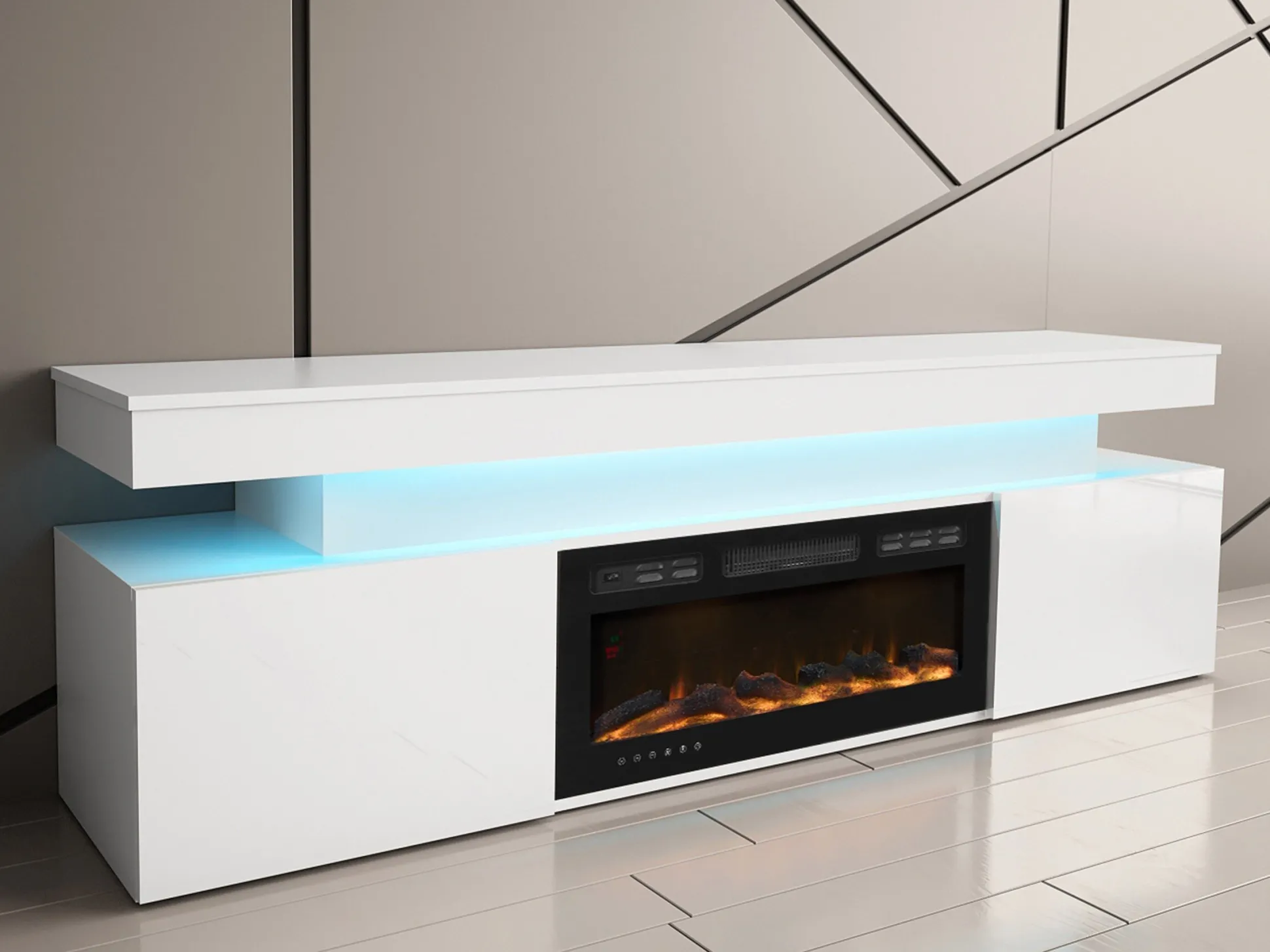 TV-bord Monfero I (Hvid + Glansfuld hvid)