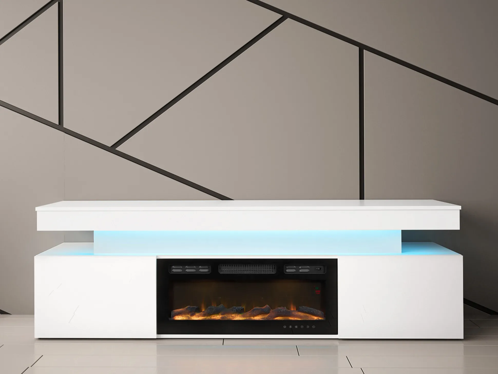 TV-bord Monfero I (Hvid + Glansfuld hvid)