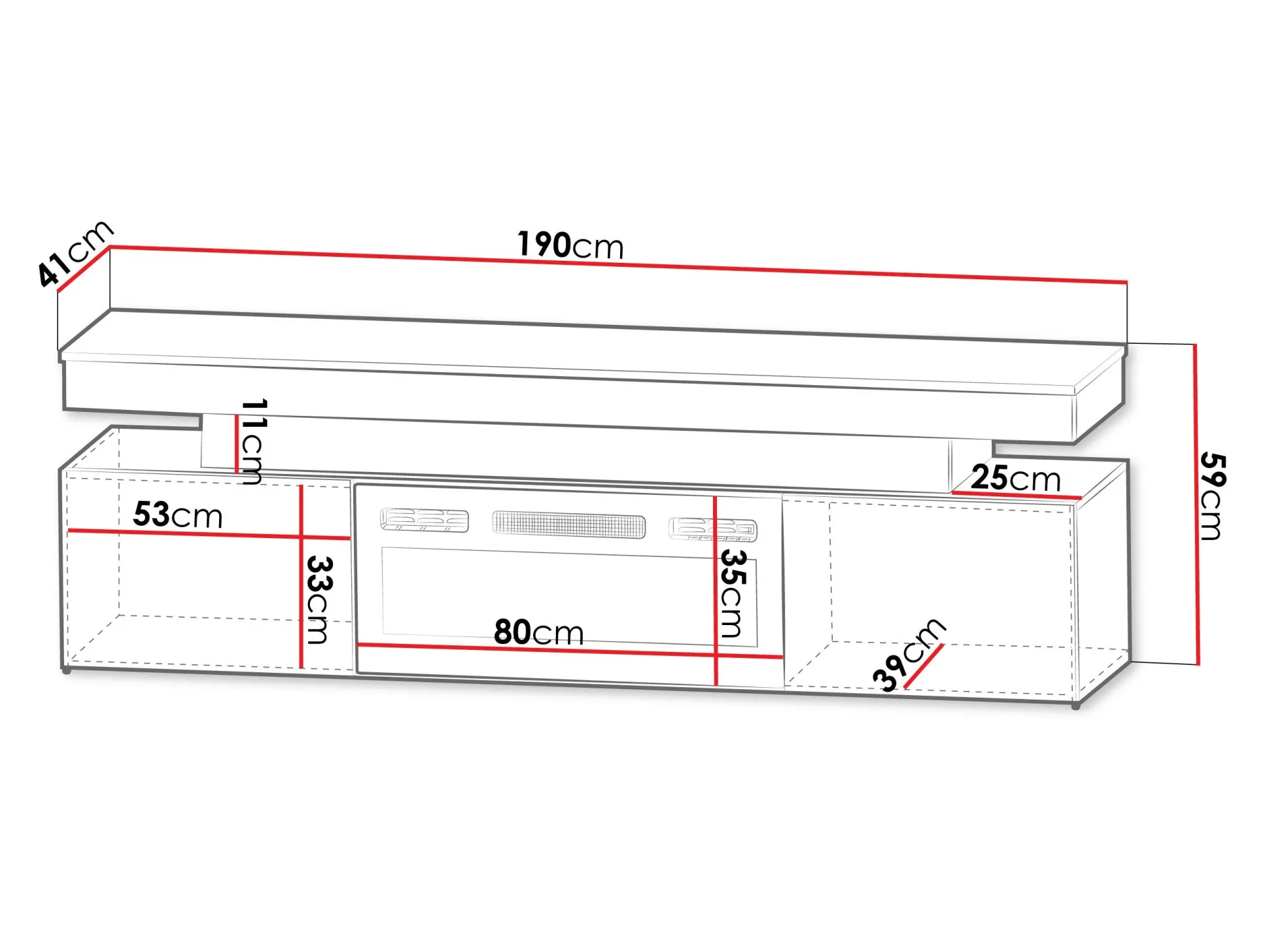 TV-bord Monfero I (Hvid + Glansfuld hvid)