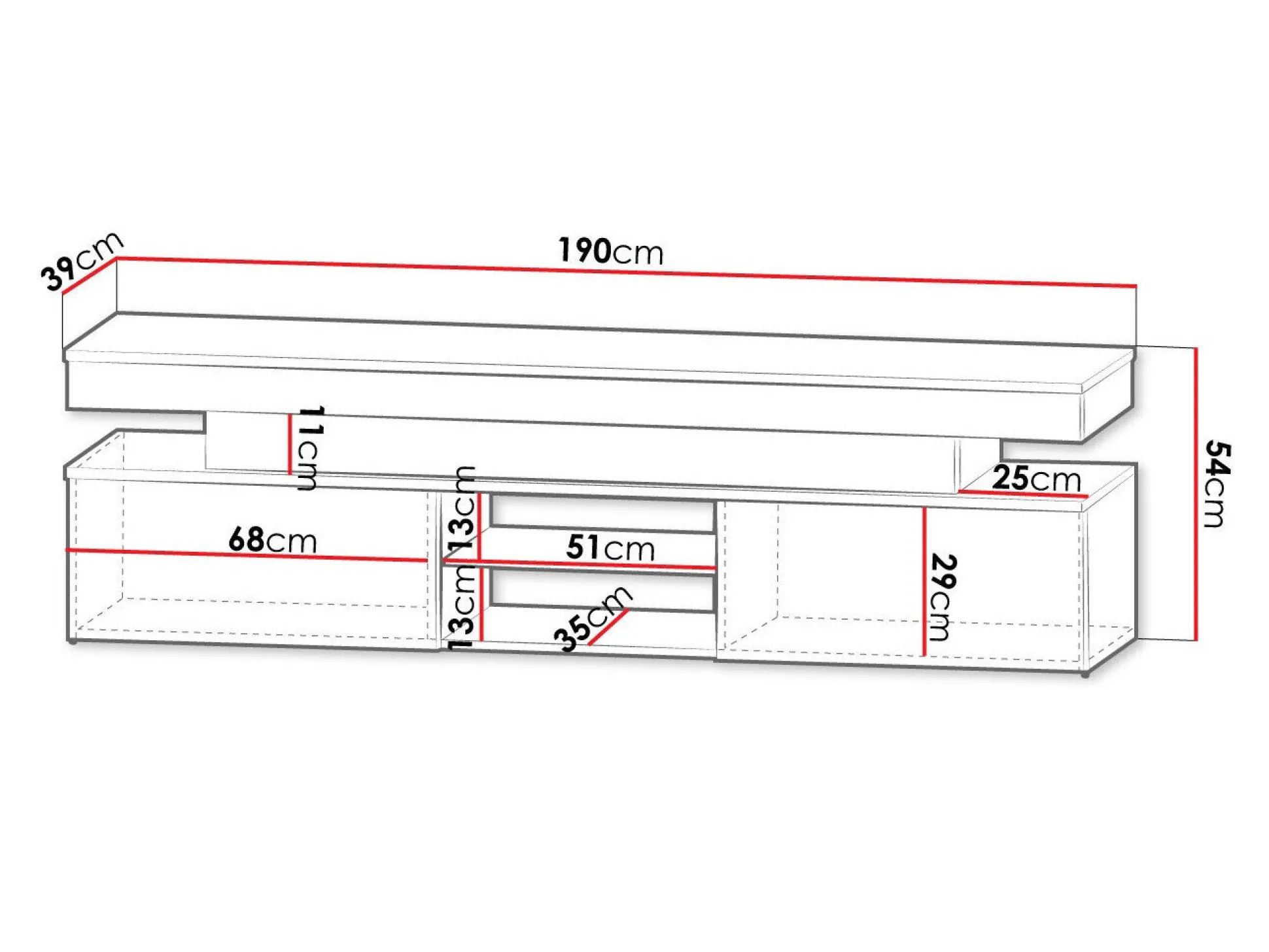 TV-bord Monfero (Sort + Blank sort)