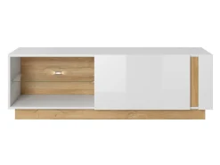 TV-bord Novbela 107 (Hvid + Glansfuld hvid + Grandson eg)