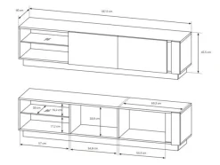 TV-bord Novbela 108 (Hvid + Glansfuld hvid + Grandson eg)