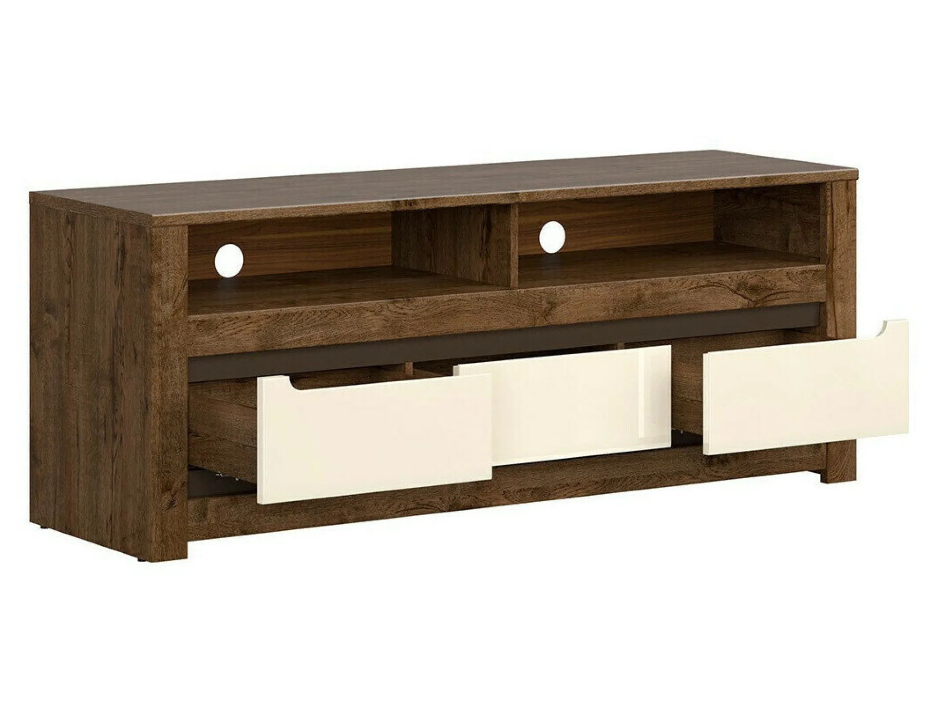 TV-bord Ophevaru 108 (Glossy cream + April egetræ)