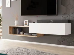 TV-bord Pinos (Hvid + Wotan eg)