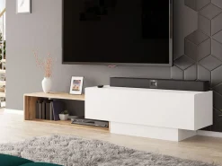 TV-bord Pinos (Hvid + Wotan eg)