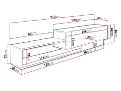 TV-bord Pinos (Hvid + Wotan eg)