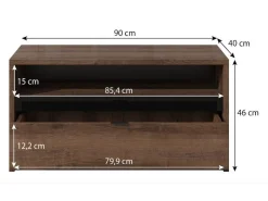TV-bord Providence 122 (Kloster eg + Blank sort)