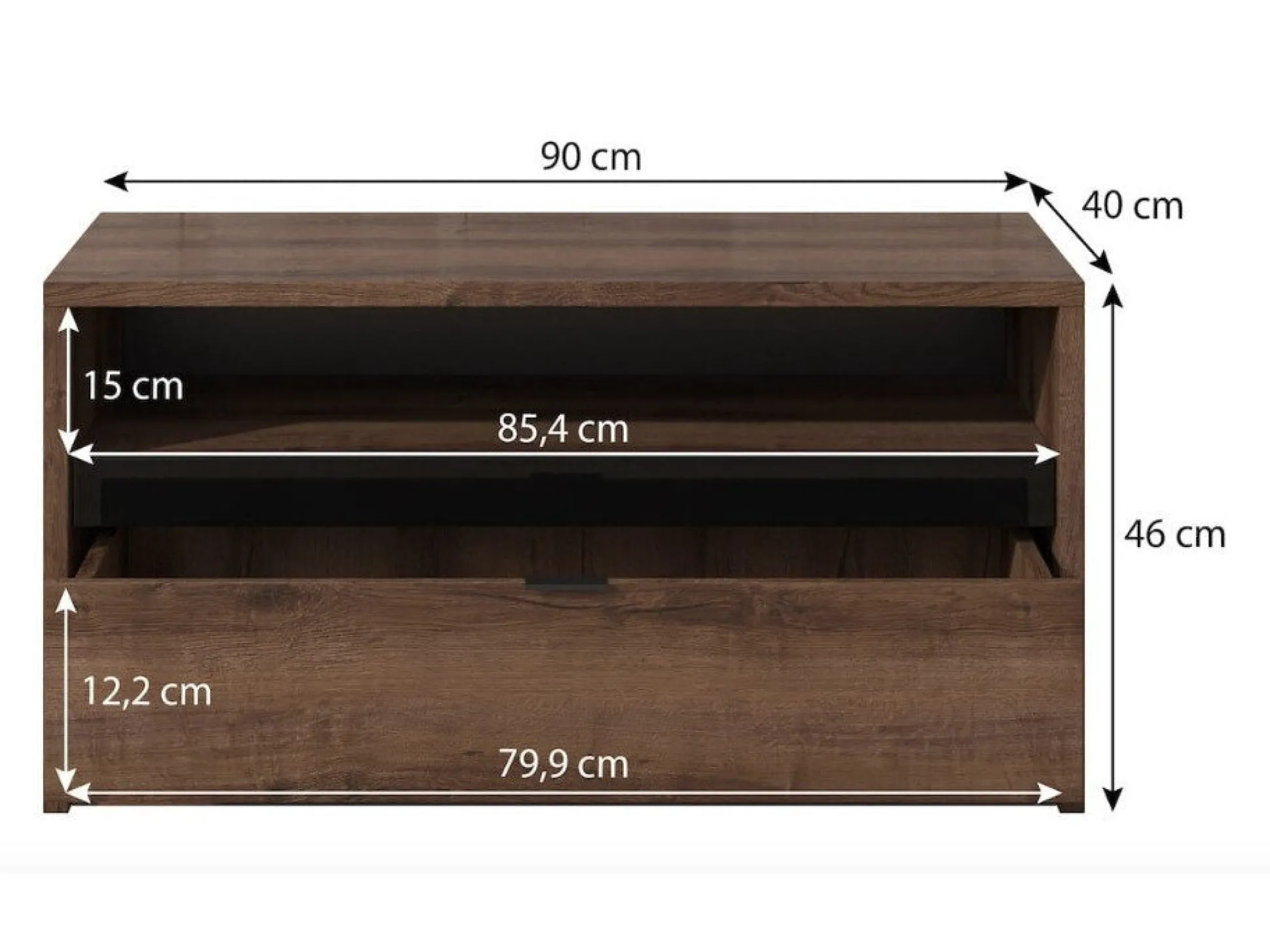 TV-bord Providence 122 (Kloster eg + Blank sort)