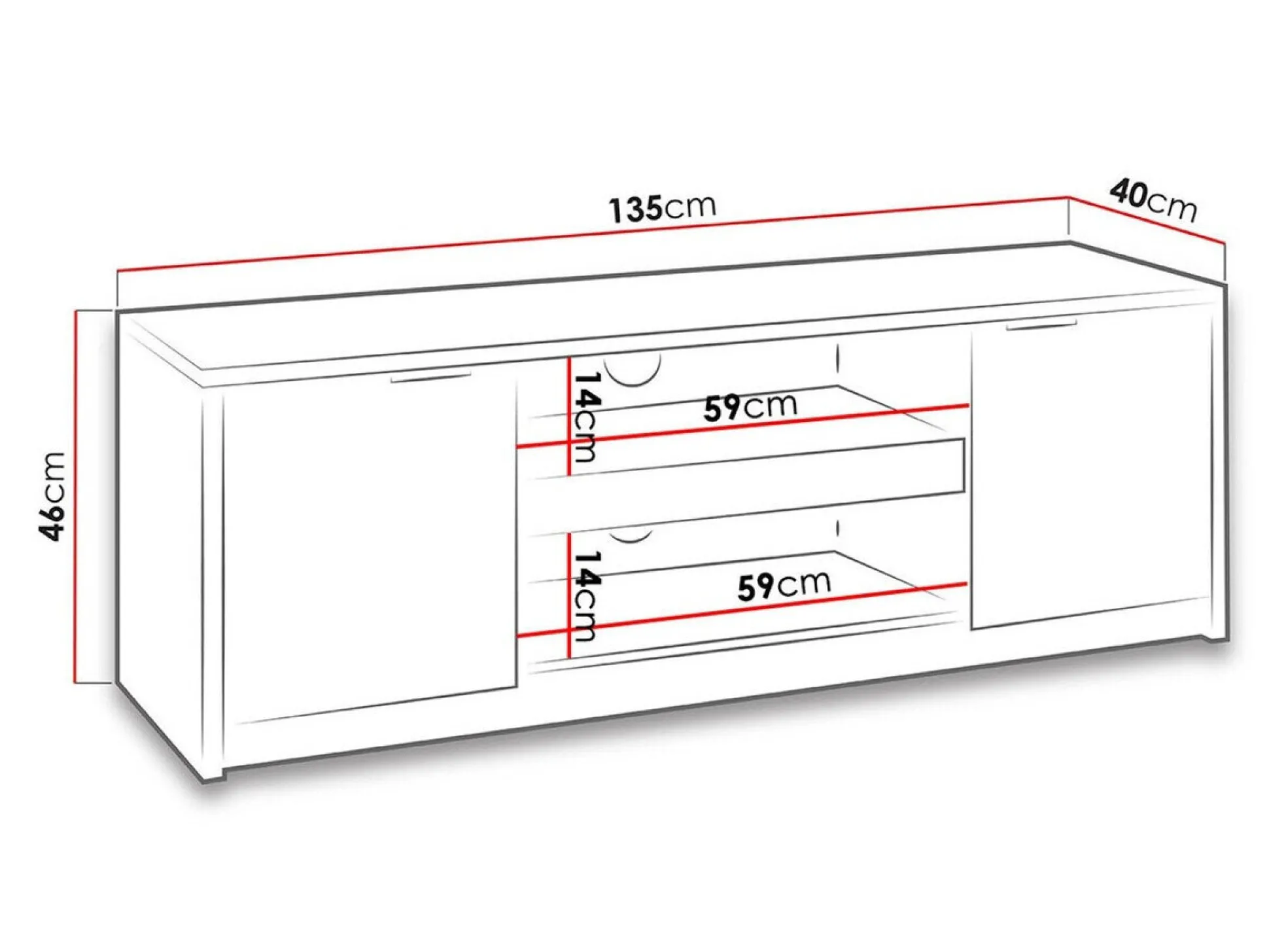TV-bord Providence 123 (Kloster eg + Blank sort)