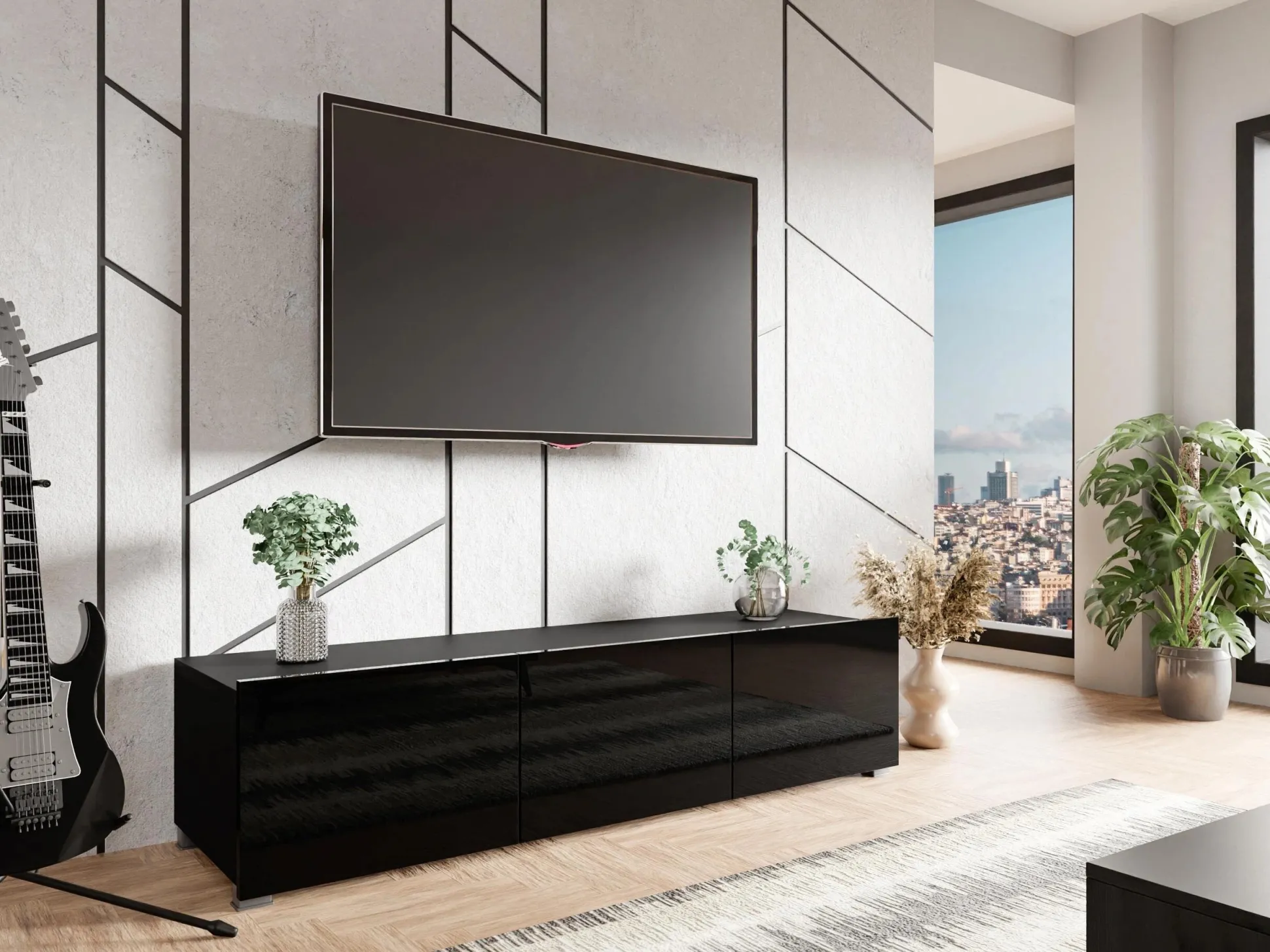 TV-bord Remus (Sort + Blank sort)