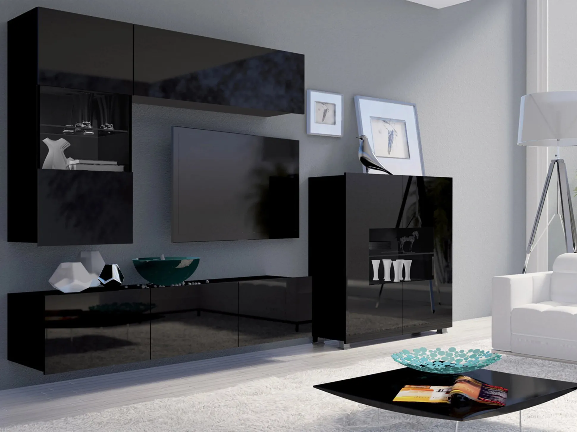 TV-bord Remus (Sort + Blank sort)