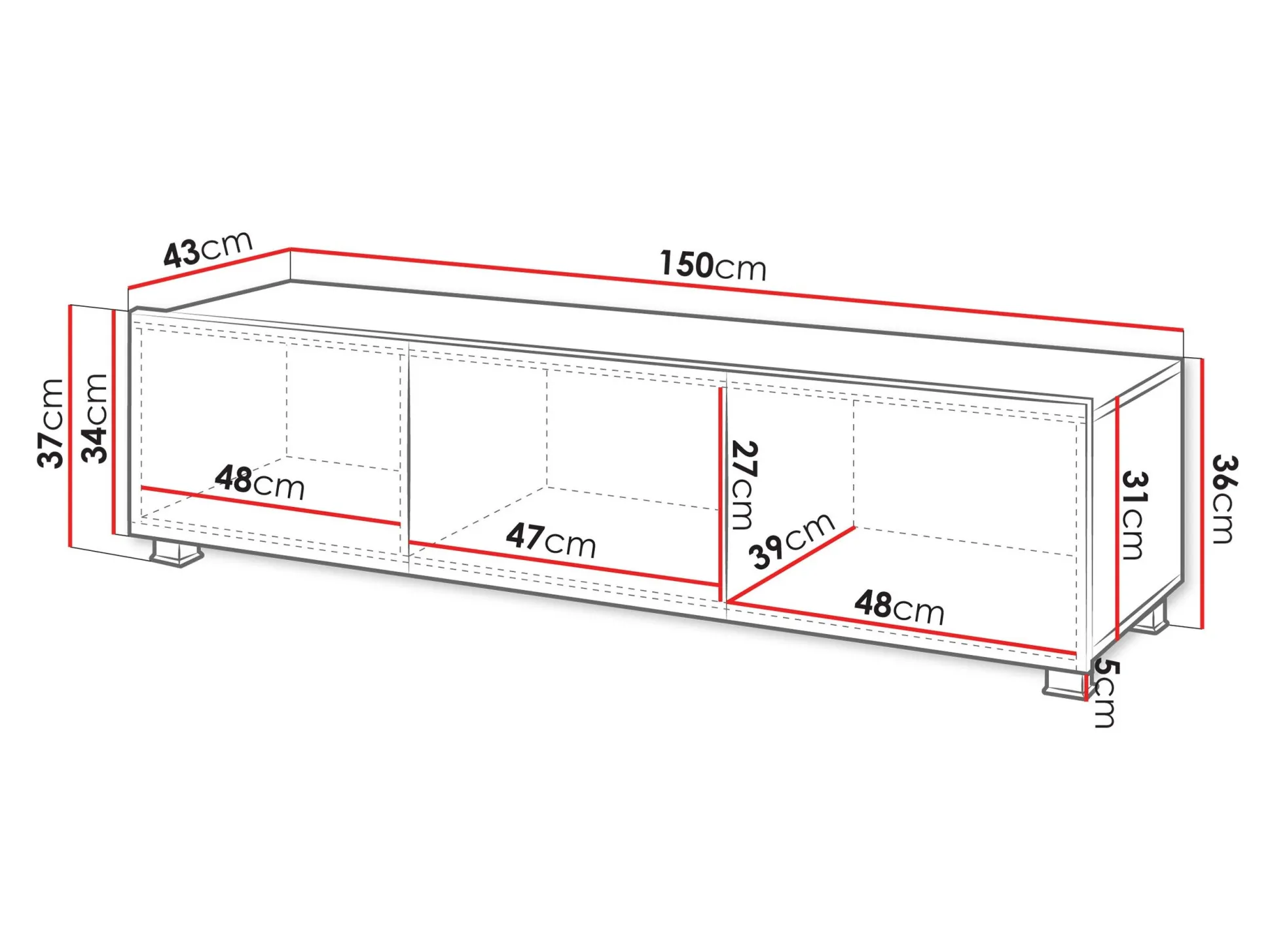 TV-bord Remus (Sort + Blank sort)