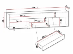 TV-bord Sarasota 134 (Hvid + Glansfuld hvid)