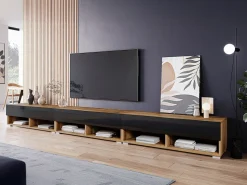 TV-bord Sarasota 144 (Wotan eg + Blank sort)