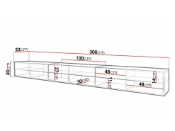 TV-bord Sarasota 144 (Wotan eg + Blank sort)