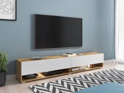 TV-bord Sarasota 119 (Wotan eg + Glansfuld hvid)