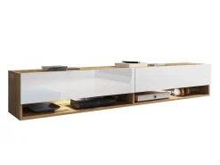 TV-bord Sarasota 119 (Wotan eg + Glansfuld hvid)