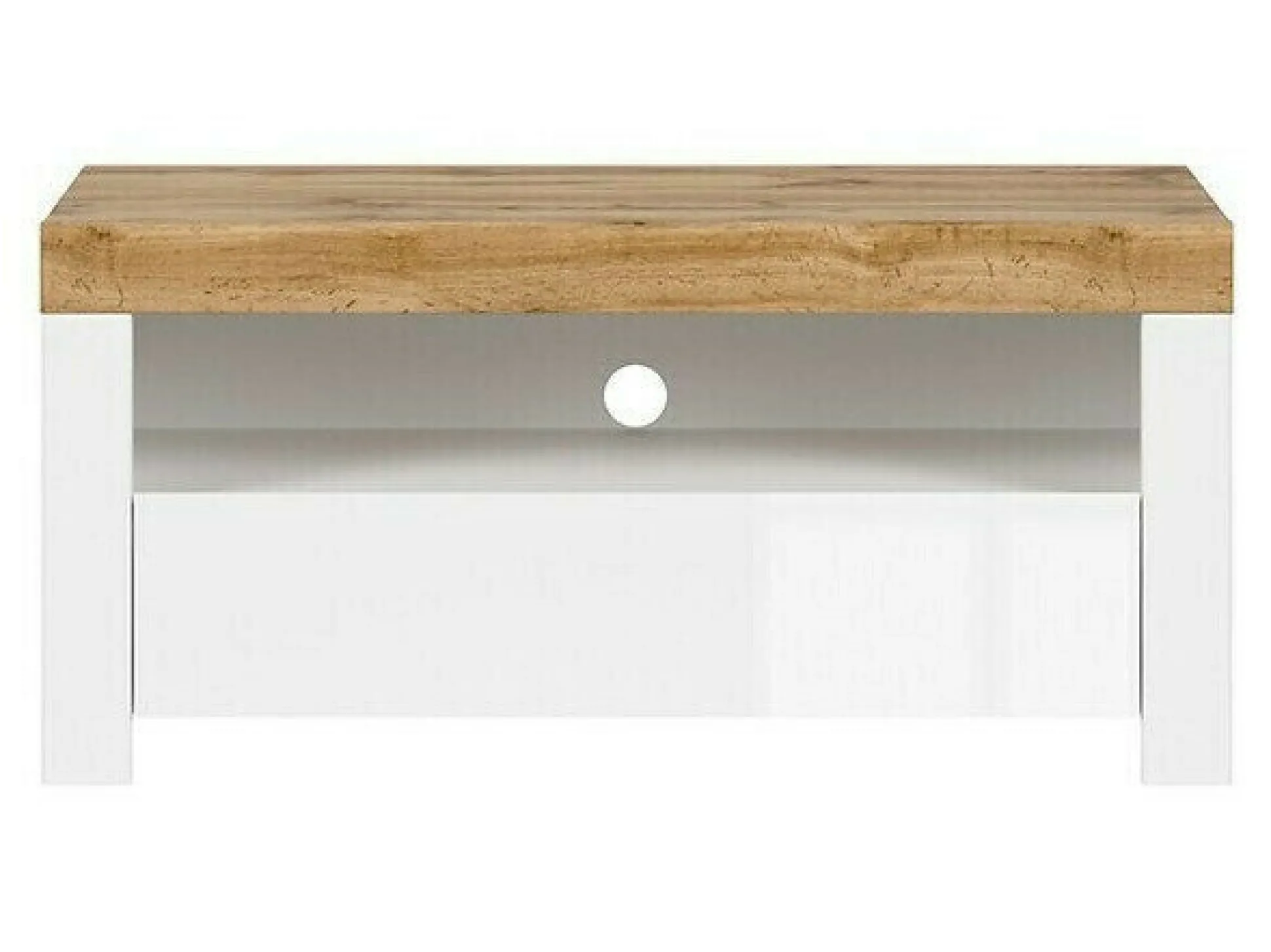 TV-bord Sonsoru 107 (Hvid + Glansfuld hvid + Wotan eg)