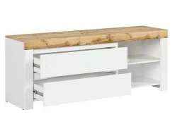 TV-bord Sonsoru 108 (Hvid + Glansfuld hvid + Wotan eg)