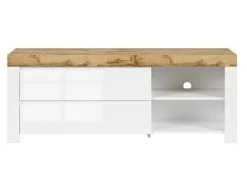 TV-bord Sonsoru 108 (Hvid + Glansfuld hvid + Wotan eg)