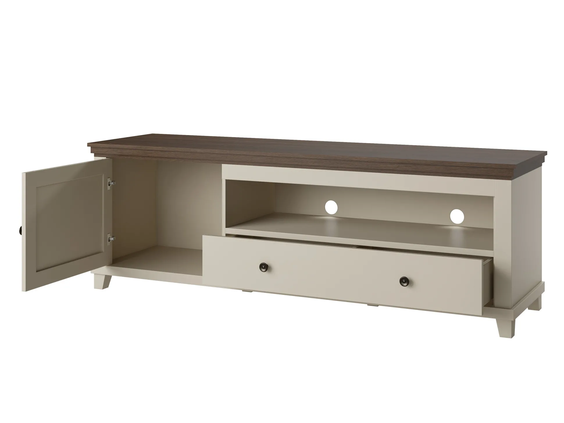 TV-bord Tolnue 104 (Lys beige + Egetræ)