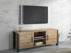 TV-bord Tornua 104 (Mørk gran + Mat sort)