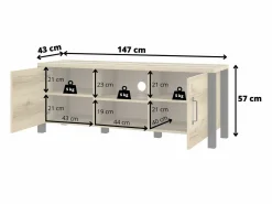 TV-bord Tornua 104 (Mørk gran + Mat sort)