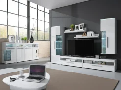 TV-bord Torvire 111 (Hvid + Glansfuld hvid)