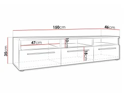 TV-bord Uva I (Hvid + Blank sort)