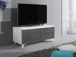 TV-bord Uva III (Hvid + Gloss grå)