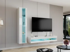 TV-bord Vilrin (Hvid + Glansfuld hvid)