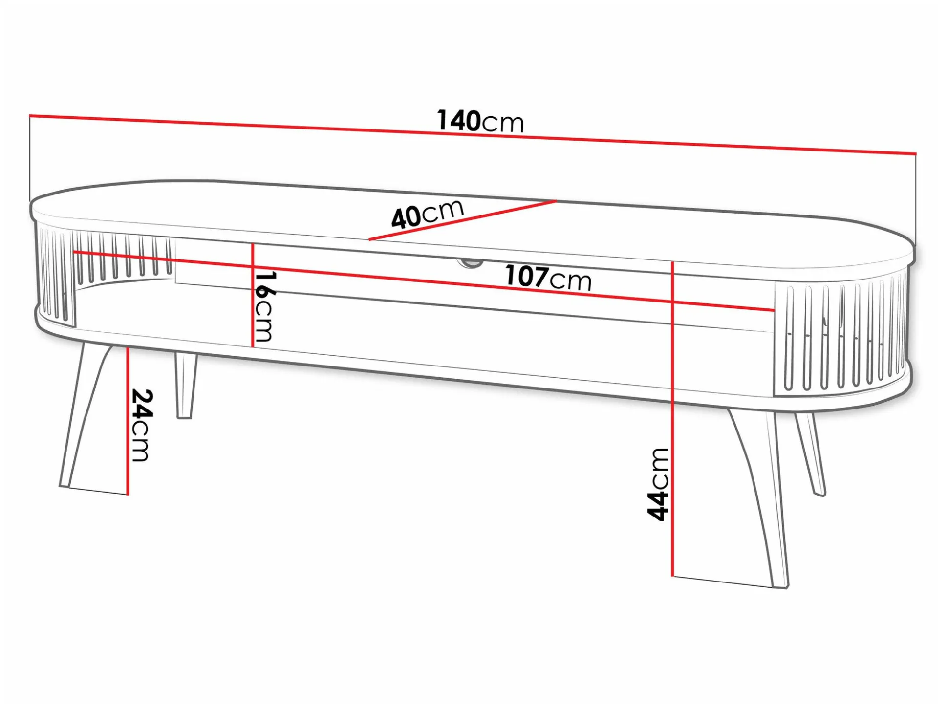 TV-bord Vitum II (Lyserød + Hvid)