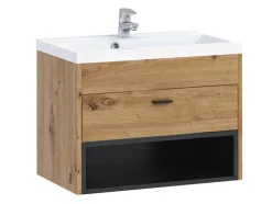 Vægbadeværelsesskab til håndvask Velum (Artisan eg + Sort)